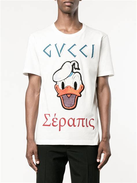 gucci donald duck embroidered t-shirt|Gucci polo shirts for men.